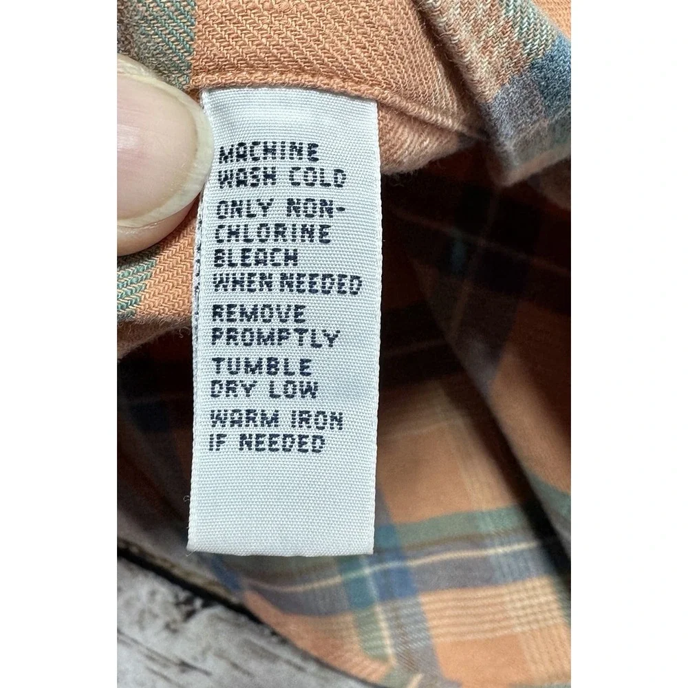 Vintage 90s Polo by Ralph Lauren Men's Peach Plaid Pearl Snap Western Shirt XL